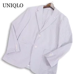 UNIQLO ユニクロ 【感動ジャケット】 春夏★ 2WAYストレッチ シアサッカー ストライプ アンコン ジャケット Sz.S メンズのサムネイル