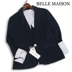【新品 未使用】 BELLE MAISON ベルメゾン 春夏★ ストレッチ 背抜き アンコン テーラード ジャケット Sz.L レディース 紺のサムネイル