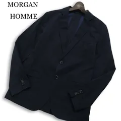 MORGAN HOMME モルガン オム 春夏★ アンコン ストレッチ テーラード ジャケット Sz.M メンズ 紺 ネイビーのサムネイル