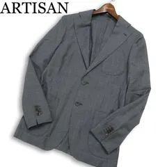 ARTISAN アルチザン コムサ系最高峰★ 春夏 背抜き チェック柄 テーラード ジャケット Sz.M メンズのサムネイル
