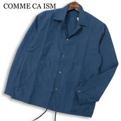 【新品 未使用】 COMME CA ISM コムサイズム 麻 リネン混 グレンチェック コーチ ジャケット Sz.M メンズ ネイビーのサムネイル
