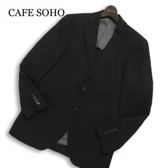 CAFE SOHO カフェソーホー 春夏 背抜き ウール★ ストレッチ アンコン テーラード ジャケット Sz.Y6 メンズ 黒