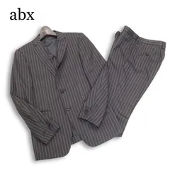 abx エービーエックス 春夏 背抜き★ ストライプ ビジネス セットアップ スーツ Sz.2 メンズ グレーのサムネイル