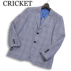 CRICKET 1960 クリケット 春夏 伊製生地 CANONICO ウール&リネン★ チェック テーラード ジャケット ブレザー Sz.46 メンズのサムネイル