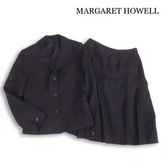 MARGARET HOWELL マーガレットハウエル 春夏★ ジャケット&プリーツ スカート スーツ セットアップ Sz.1 レディース 紺のサムネイル