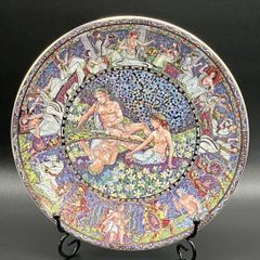 隅田焼 井上良斎作 高浮彫人物 マグカップ 明治期 古陶器 工芸品 署名