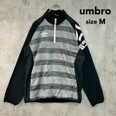 umbro アンブロ M ハーフジップ プルオーバー ウインドブレーカー ピステ ナイロンジャケット Vジャン トップス スポーツウェア トレーニングウェア サッカー フットサル デサント ボーダー柄 ブラック ★ ■◇ ◇■のサムネイル