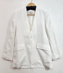 Lisiere L'Appartement 23SS Linen No Collar Jacket 日本製 リジェール アパルトモン ノーカラージャケット カラーレス ホワイト 麻100 リネン100 レディース　K6-167のサムネイル