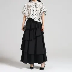 ティアードデザイン マキシフレアスカート