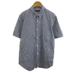 コムデギャルソンオム COMME des GARCONS HOMME シャツ M 青 ブルー ギンガムチェック柄 ペンキ加工 半袖 /KK ■GY62のサムネイル