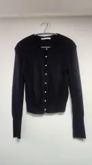 ザラ ZARA パールボタン カーディガン ブラック M