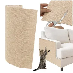 猫用爪とぎマット, DIY粘着式, ポリエステル繊維製, 耐摩耗, 汚れ防止, 壁紙保護シート, 家具傷防止 ソファ、家具、壁に貼る、動物のストレス解消 運動不足改善（カーキ, 40x100cm）のサムネイル