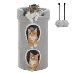 PAWZ Road 大型猫用 猫 ハウス 3段ベッド 多頭飼い かわいい 直径40cm キャットハウス ペットハウス 猫ベッド 屋根付き ドーム キャットタワー 小型犬 猫ちぐら 室内 小屋 隠れ家 猫テント 夏 人気 シニア猫 - 高さ75cm Lサイズ 3のサムネイル