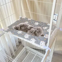 MUYYIKA 猫のベッドマット ペット マット 四隅紐付 滑り落ち防止 柔らかい バーシブル リバーシブル 洗える 通年利用 (グレーウサギ 25*40cm)のサムネイル