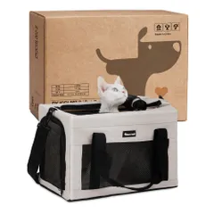【軽快キャリー】猫 きゃりーバッグ ペットキャリー 持ち運び4WAY 猫用・特小型犬・うさぎ ケージ 小動物用 5kgまで 変形しない 4面メッシュ コンパクトに折りたたみ 『急な防災、アウトドアに大活躍！』Totoro ball DYJCGL002 (ホワイのサムネイル