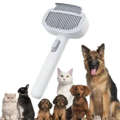 ZeniMart 猫ブラシ ペット用ブラシ 2in1 猫 ブラシ 犬 ブラシ スリッカーブラシ 猫くし 犬くし 抜け毛取り ボタンで簡単除去 もつれた毛取り 調節可能 多機能 抜け毛・もつれ取りブラシ 簡単なお手入れ 犬猫通用 短毛 中毛 長毛 種用のサムネイル