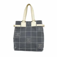 【6fd5558-k】シャネル トートバッグ チョコバー キャンバス グレー シャンパンゴールド金具【中古】レディースのサムネイル