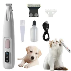 ペット バリカン 猫用 犬用 電動トリマー 静音設計 LEDライト付き 全身対応 防水 USB充電式 肉球ケア 顔周り 足裏カット 痛くない 安全設計 家庭用 ペット用シェーバー 自宅トリミング 時短グルーミングのサムネイル