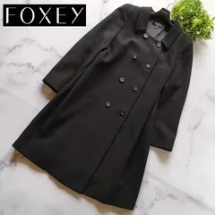 フォクシー ステンカラーコート ダブルブレスト ロングコート ウール 黒のサムネイル