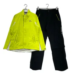中古 メンズ ミズノゴルフ mizunoGOLF レインウエア M ライムグリーン 2WAY 上下 収納袋付きのサムネイル