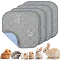 LOOBANI ペットシーツ 洗えるおしっこマット 4枚セット モルモット ハムスター うさぎ 小動物用ペットマット 小型犬 猫用 超吸収 漏れ防止 滑り止め 速乾性 洗濯機で丸洗い 繰り返し使える うさぎ マット 消臭 介護 エコ 噛み耐性 お漏らし はみ出のサムネイル