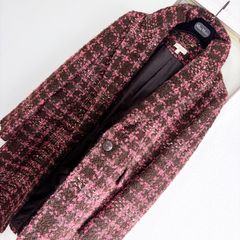美品【22年】エトロ ツイード チェスターコート ロング丈 花柄裏地