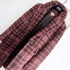 【極美品/しつけ糸付】TORY BURCH 豪華 金糸 ツイード コート 4(ゆったりM〜L相当)。セレブ御用達の女優襟と、ピンク×ブラウンの艶やかな Mixed Tweed が魅力のラグジュアリーな一着。のサムネイル
