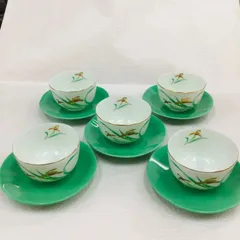 【美品】有田焼 弥生窯 蘭 茶托 湯呑 5客 菓子鉢付き