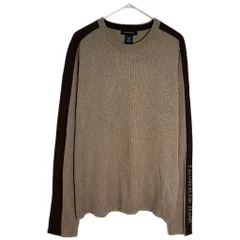 Calvin klein Jeans カルバンクライン ジーンズ リブニットコットンセーター ブラウン(メンズ L)中古 古着 Y4481のサムネイル
