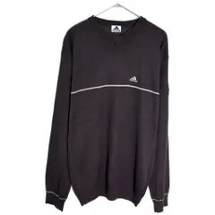 00年代 adidas アディダス Vネック ハイゲージニットセーター スポーツ ブラウン(メンズ S)中古 古着 Y4491のサムネイル