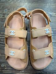 37サイズCHANEL シャネルベージュ スポーツサンダル24センチ - メルカリ