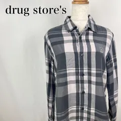 drug store's　ドラッグストアーズ　2　グレー　レギュラーカラー　チェック　刺繍　豚　長袖シャツ【4732】のサムネイル