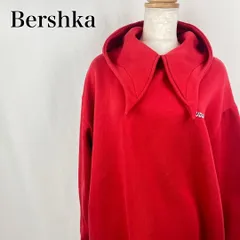Bershka　ベルシュカ　M　赤　レッド　フード　ビッグカラー　プリント　スウェット　長袖パーカー 4731のサムネイル