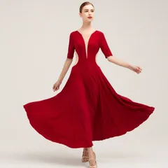 社交ダンス衣装 ワンピース モダンダンス　ワルツ専用ドレス レッスン着 ルンバ サンバ 練習競技着デモ用 スタンダード発表会用演出服CYB132春の新生活 xzjhagu#のサムネイル