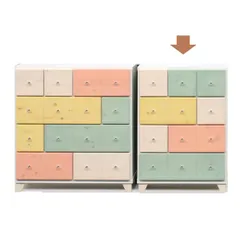 お部屋がパッと明るくなる カラフルチェスト 4段 幅57.5cm マルチカラー 日本製 パイン材 完成品【幅57.5cm】