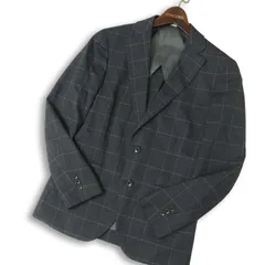 P.S.FA パーフェクトスーツファクトリー 春夏 背抜き★ ウインドウペン チェック テーラード ジャケット Sz.S メンズ グレーのサムネイル