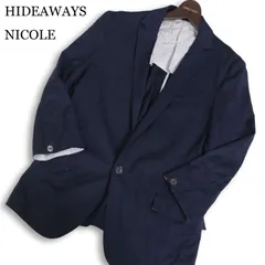 HIDEAWAYS NICOLE ハイダウェイ ニコル 春夏★ 七分袖 背抜き ストレッチ アンコン テーラード ジャケット Sz.48 メンズ 紺のサムネイル