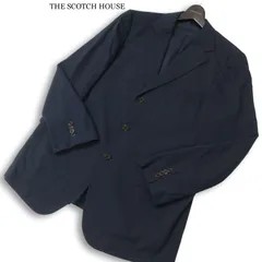 THE SCOTCH HOUSE スコッチハウス 春夏★ 背抜き 麻 リネン混 テーラード ジャケット Sz.L メンズ ネイビーのサムネイル