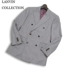 LANVIN テーラードジャケットチェック柄 麻 グレー 48 - メルカリ