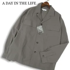 美品★ A DAY IN THE LIFE ユナイテッドアローズ シアサッカー オープンカラー ビッグ シャツ ジャケット Sz.M メンズのサムネイル