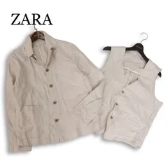 ZARA ザラ マン 現行タグ★ 春夏 麻100% リネン アンコン シャツ ジャケット & ベスト 2点セット Sz.S メンズのサムネイル