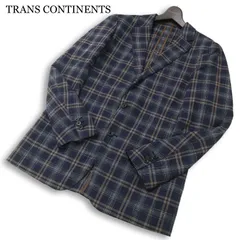 TRANS CONTINENTS トランスコンチネンツ Tollegno1900 リネン混 チェック テーラード ジャケット Sz.LL メンズ 大きいサイズのサムネイル