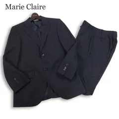 Marie Claire homme マリクレール オム 春夏 背抜き★ ストライプ セットアップ スーツ Sz.92A5 メンズ ネイビー ビジネスのサムネイル