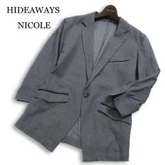 HIDEAWAYS NICOLE ハイダウェイ ニコル 春夏★ 杢調 7分袖 アンコン テーラード ジャケット Sz.46 メンズ グレーのサムネイル