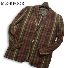 McGREGOR マクレガー 春夏 背抜き★ リネン チェック テーラード ジャケット ブレザー Sz.M メンズのサムネイル