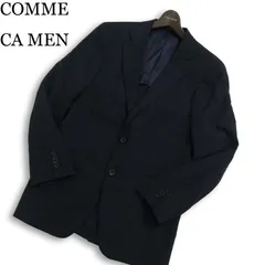 COMME CA MEN コムサ メン 春夏 背抜き ウール★ ストライプ テーラード ジャケット Sz.L メンズ 紺 ネイビーのサムネイル
