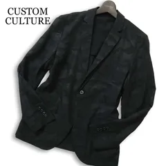 CUSTOM CULTURE カスタムカルチャー 春夏 【迷彩 カモフラ柄 総柄】 背抜き★ テーラード ジャケット Sz.2　メンズ 黒のサムネイル