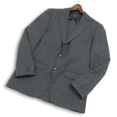 TOPVALU トップバリュ イオン 春夏 背抜き★ チェック テーラード ジャケット Sz.LL メンズ グレー 大きいサイズのサムネイル