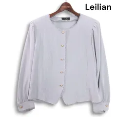 Leilian レリアン プラスハウス 春夏 長袖 フリル レース★ ノーカラー シャツ ジャケット  Sz.13+ レディース 大きいサイズのサムネイル