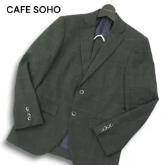 CAFE SOHO カフェソーホー 春夏 背抜き★ ウォッシャブル ストレッチ チェック テーラード ジャケット Sz.Y4 メンズ 灰